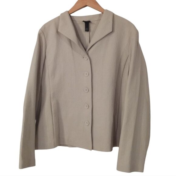 NWT Eileen Fisher Women's Size Large Eco Cotton Blend Jacquard Button Up Jacket - Picture 3 of 12